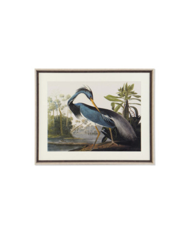 CUADRO MDF CRISTAL 88X3,5X70 PAJARO ENMARCADO AZUL