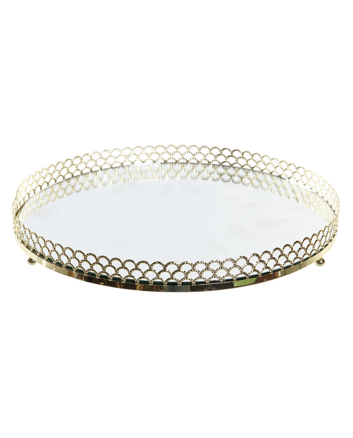 BANDEJA DECORACION METAL ESPEJO 25X25X3 DORADO