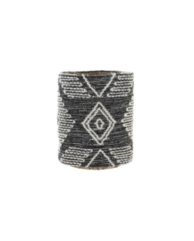 CESTA ALGODON YUTE 27X27X32 FLECOS NEGRO