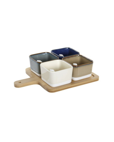 APERITIVO SET 5 BAMBU PORCELANA 27X20X1,3 MARRON