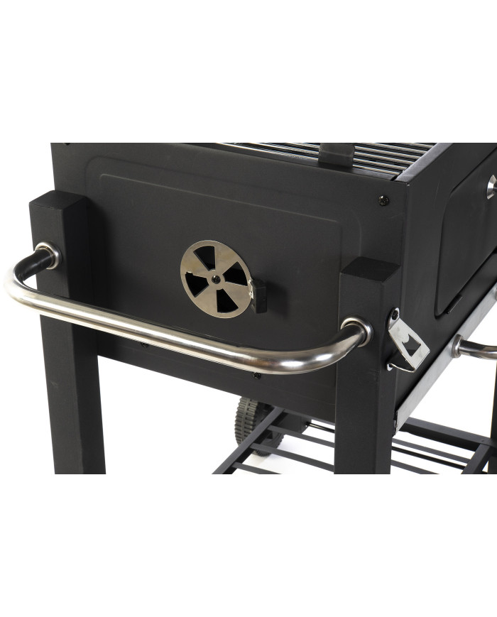 BARBACOA ACERO 140X60X108 TERMOMETRO NEGRO