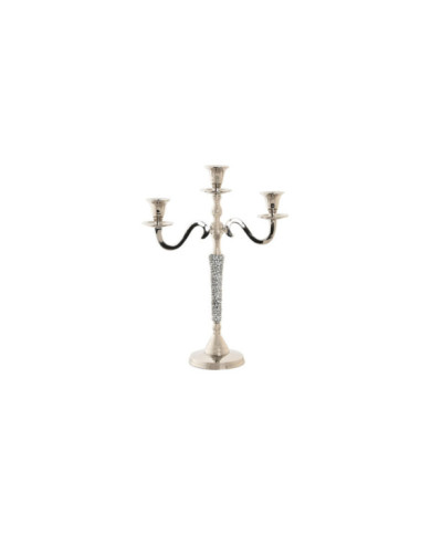 CANDELABRO ALUMINIO 26X10X35 3 VELAS PLATEADO