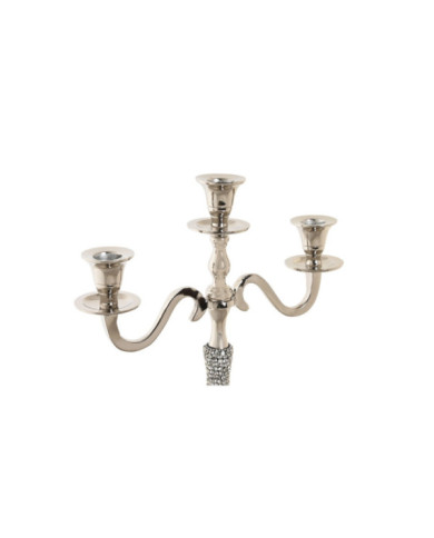 CANDELABRO ALUMINIO 26X10X35 3 VELAS PLATEADO