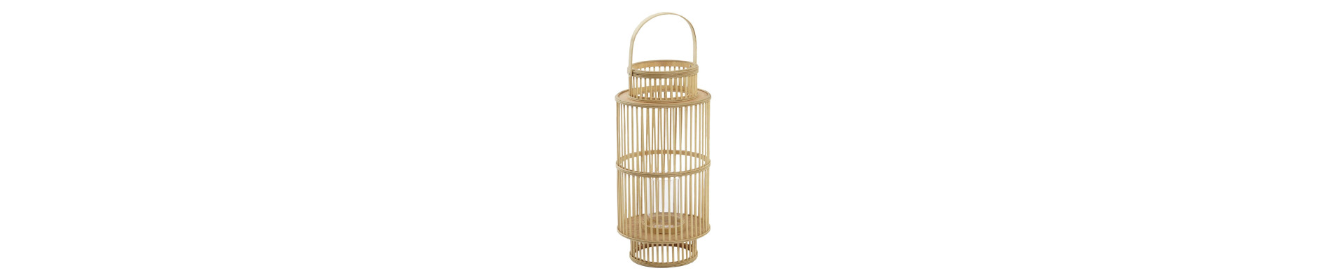 PORTAVELA BAMBU CRISTAL 26X26X69 NATURAL MARRON