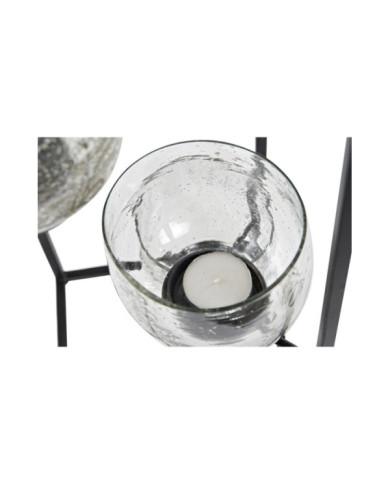 PORTAVELA HIERRO CRISTAL 18X18X76 5 PORTAVELAS