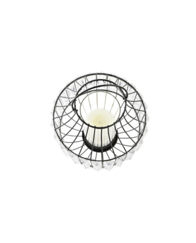 PORTAVELA METAL CRISTAL 20X20X25 NEGRO