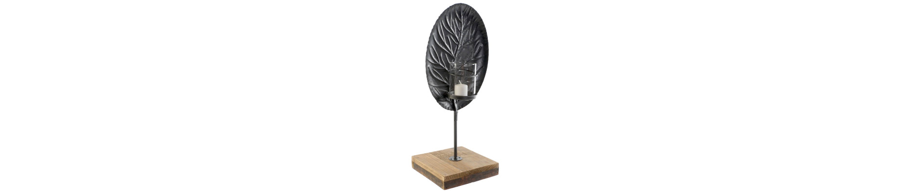 PORTAVELA METAL MADERA 20X20X51 HOJA NEGRO