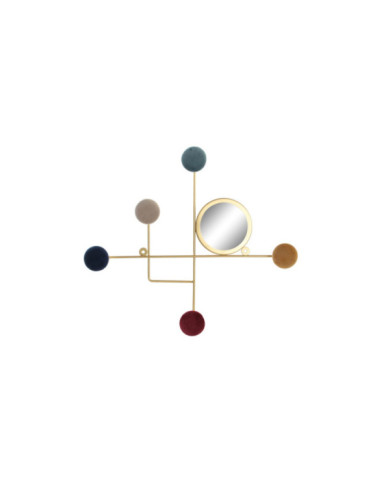 PERCHERO PARED METAL ESPEJO 43X5X38 MULTICOLOR