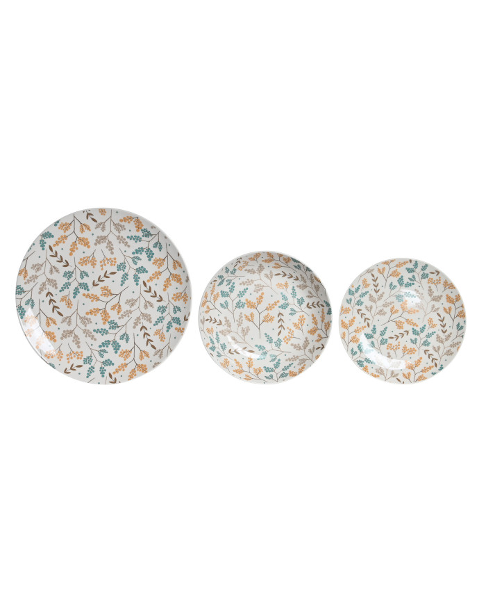 VAJILLA SET 18 PORCELANA 26,5X26,5X2,6 FLORAL