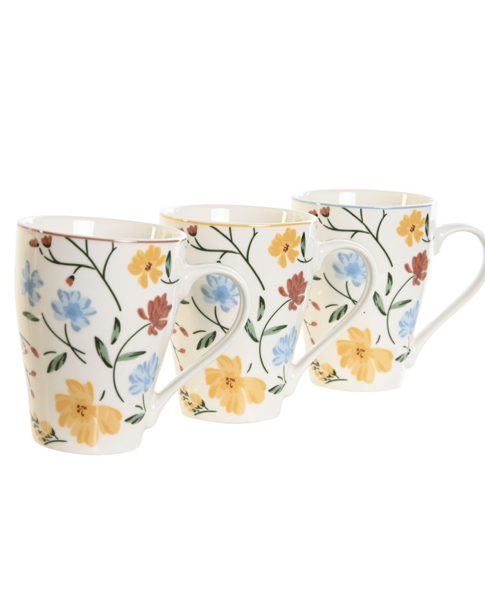 MUG PORCELANA 12X8,5X11 350ML, FLORAL 3 SURT.