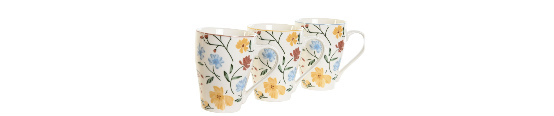 MUG PORCELANA 12X8,5X11 350ML, FLORAL 3 SURT.