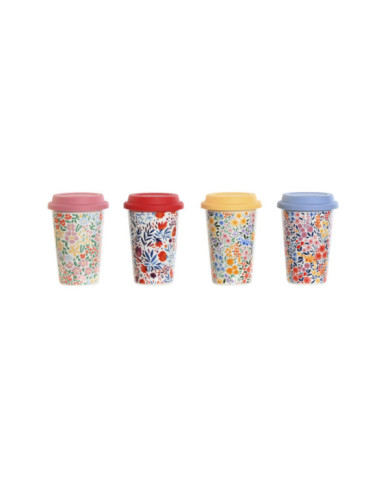 MUG PORCELANA 10X10X14 400 ML, FLORAL 4 SURT.