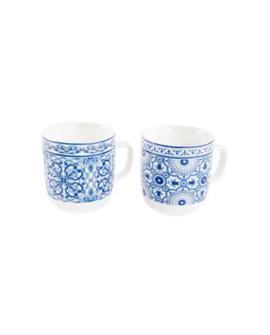 MUG PORCELANA 8,5X4,8X9,5 380ML AZULEJOS 2 SURT.