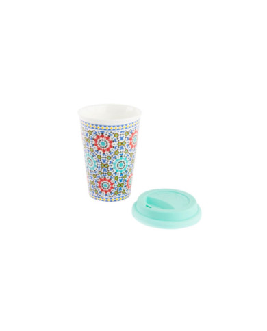 MUG PORCELANA 10X10X14 400ML AZULEJOS 2 SURT.