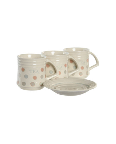 CAFE SET 6 GRES METAL 10X7X8 180ML TOPITOS BEIGE