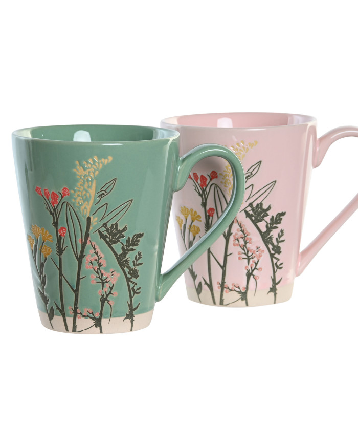 MUG GRES 13X9,5X11 350ML FLORAL GRABADO 2 SURT.