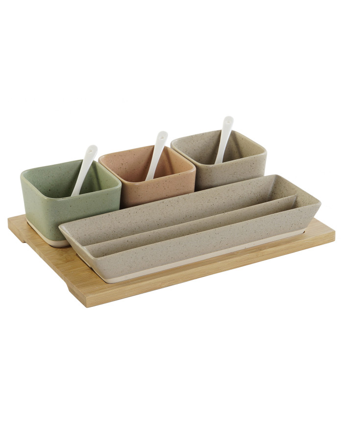 APERITIVO SET 8 PORCELANA BAMBU 26X9X4 MULTICOLOR