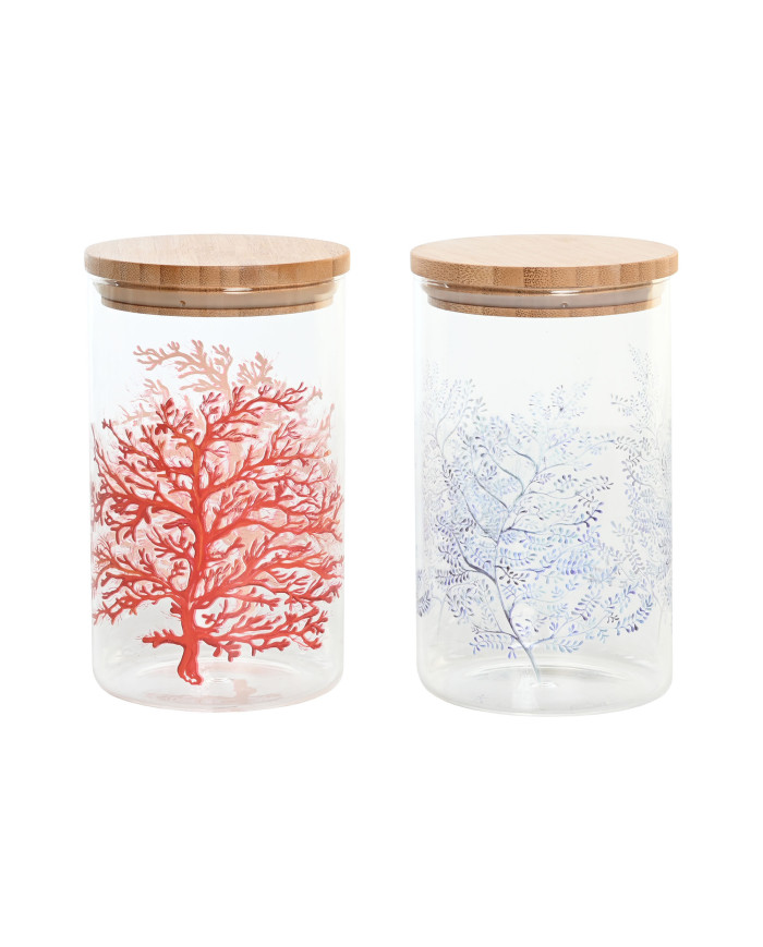 BOTE BOROSILICATO BAMBU 10X10X17 1L, CORAL 2 SURT.