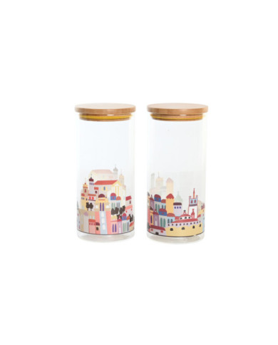 BOTE BOROSILICATO 10X10X22 1400ML, CASITAS 2 SURT.