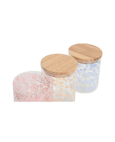 BOTE BOROSILICATO BAMBU 10X10X12,5 700 ML, 3 SURT.