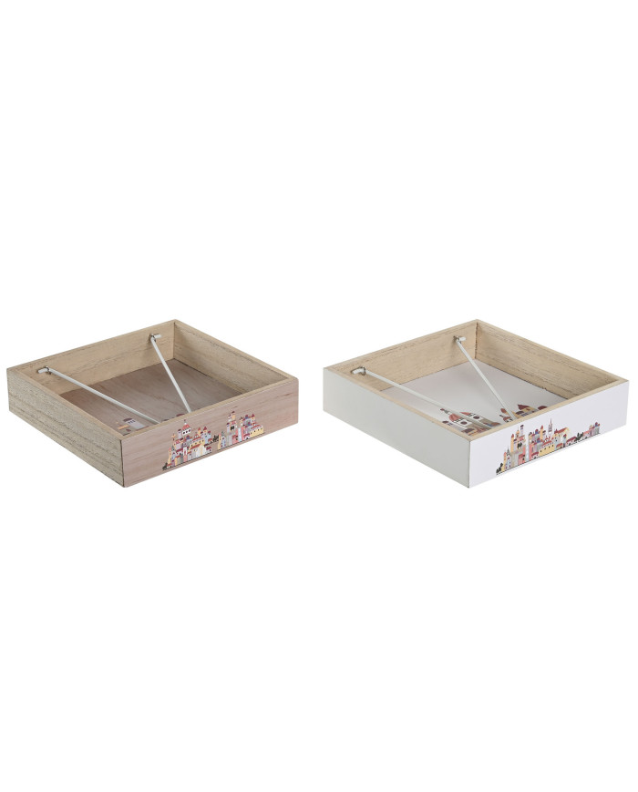 SERVILLETERO MDF METAL 18X18X4 CASITAS 2 SURT.