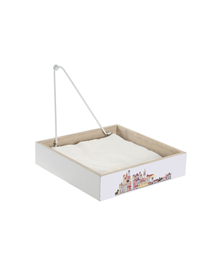 SERVILLETERO MDF METAL 18X18X4 CASITAS 2 SURT.