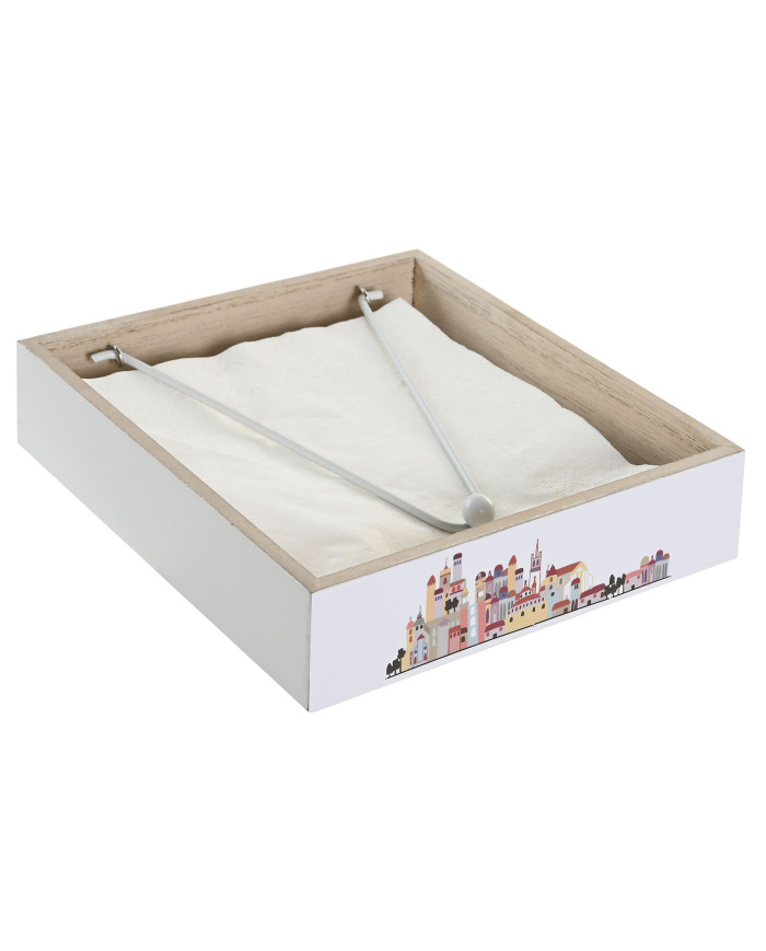 SERVILLETERO MDF METAL 18X18X4 CASITAS 2 SURT.