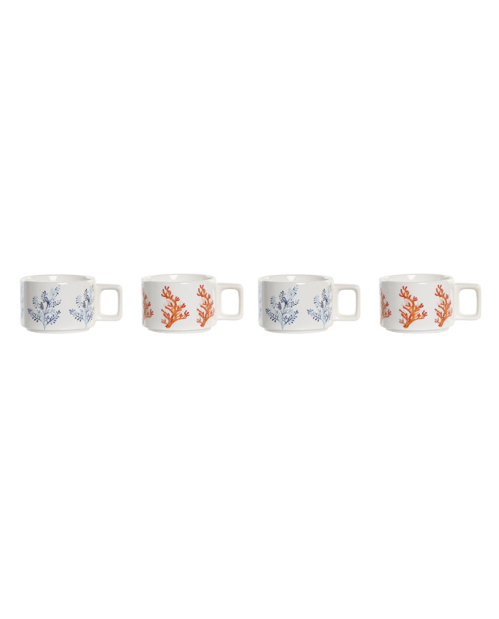 CAFE SET 4 DOLOMITE METAL 11X11X27 260 ML, CORAL