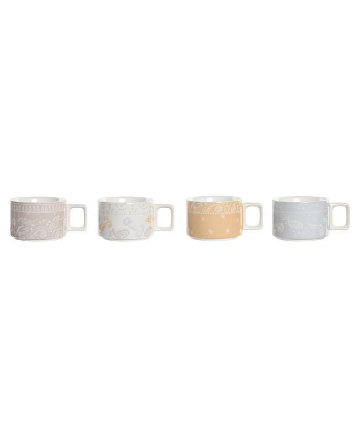 CAFE SET 4 DOLOMITE METAL 11X11X27 260 ML ROJO