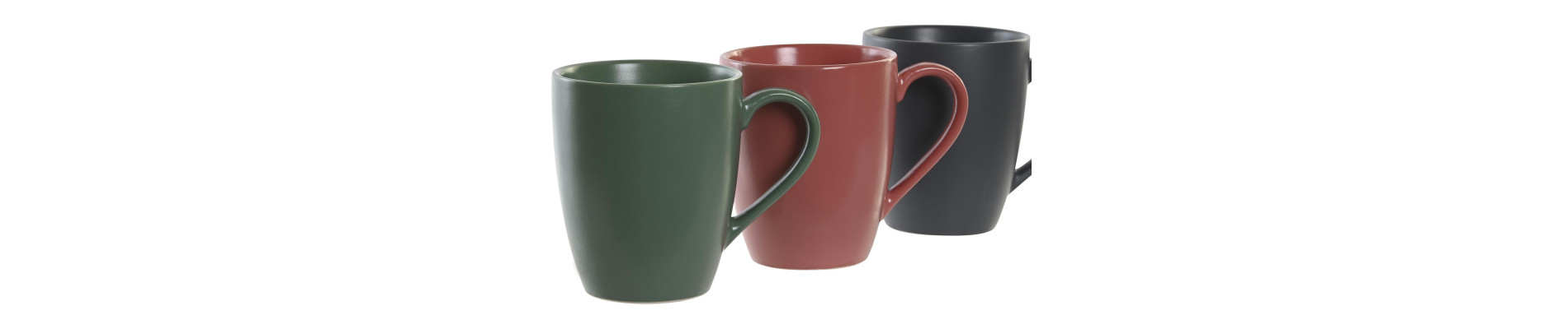 MUG SET 4 GRES RUBBERWOOD 19X13X31 300 ML, VERDE