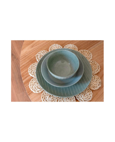 PLATO GRES ESMALTADO 27,5X27,5X3 RAYAS VERDE