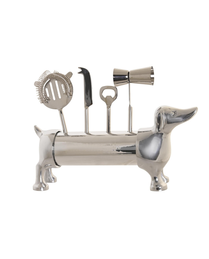 COCTEL SET 4 INOX 37X9X18 PERRO CROMADO PLATEADO