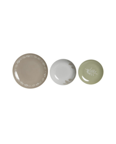 VAJILLA SET 18 PORCELANA 27X27X3 MARRON