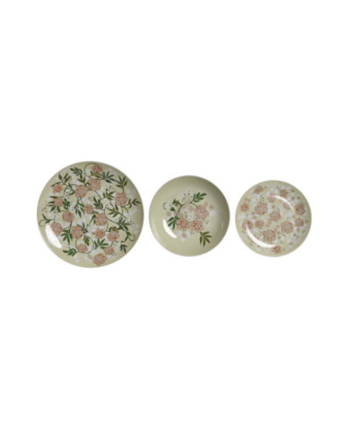 VAJILLA SET 18 PORCELANA 27X27X3 VERDE