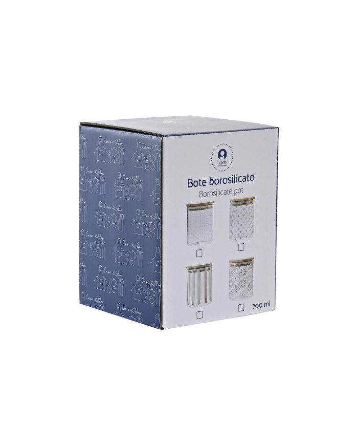 BOTE BOROSILICATO BAMBU 10X10X12,5 700 ML, 4 SURT.