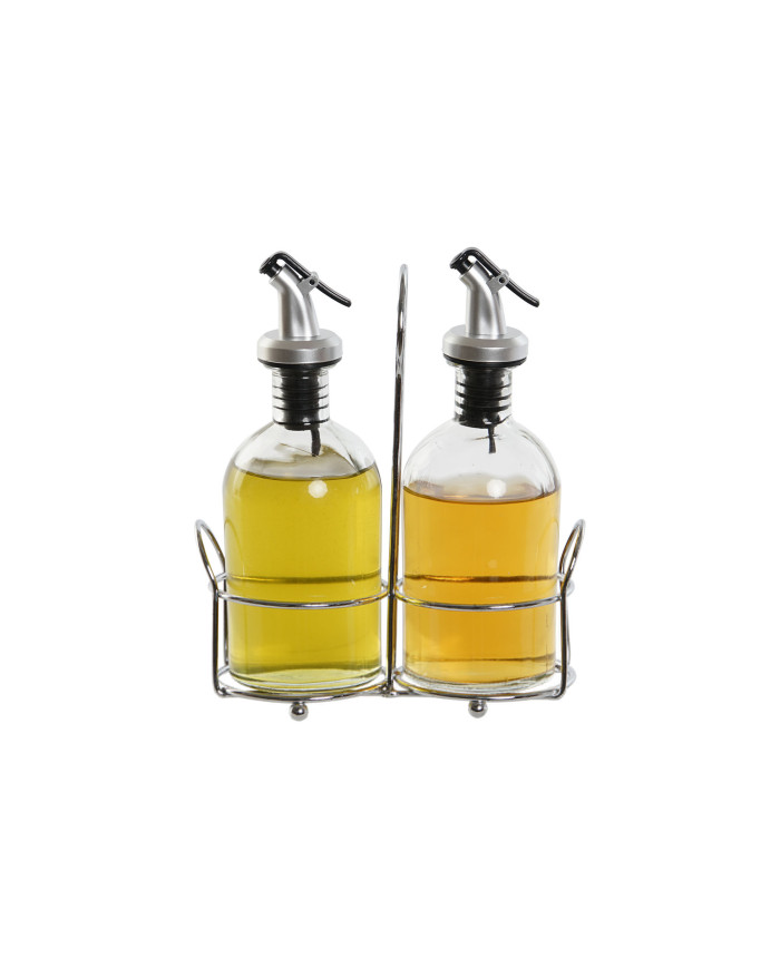 ACEITERA VINAGRERA SET 2 CRISTAL METAL 16X6,5X17,5