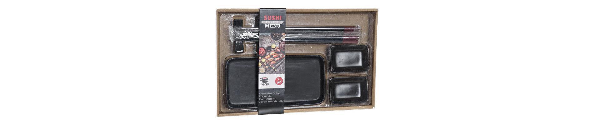 SUSHI SET 7 GRES BAMBU 31,3X19,3X2,7 NEGRO