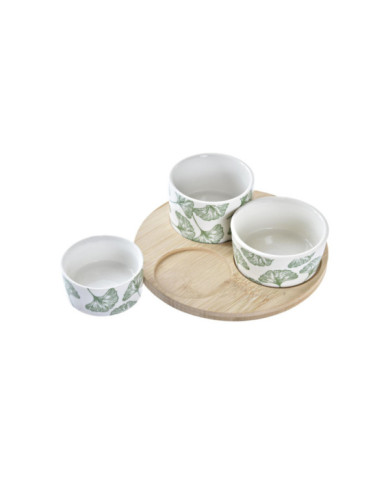 TABLA APERITIVO SET 4 GRES BAMBU 18X18X1 HOJAS