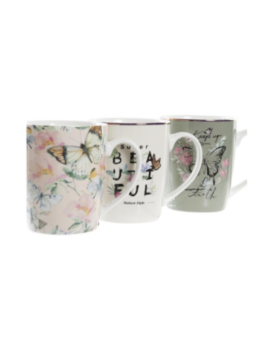 MUG PORCELANA 12X12X10,3 370ML MARIPOSA 3 SURT.