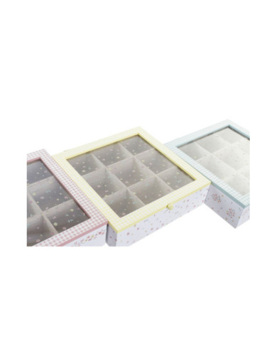 CAJA INFUSIONES MDF 24X24X7 VICHY SWEET 3 SURT.