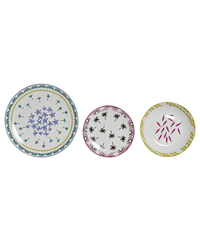 VAJILLA SET 18 PORCELANA 27X27X2,5 AFRICA AZUL