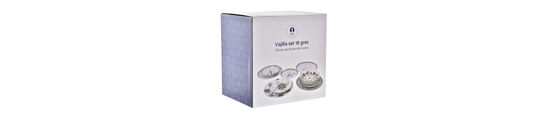 VAJILLA SET 18 PORCELANA 27X27X2,5 AFRICA AZUL