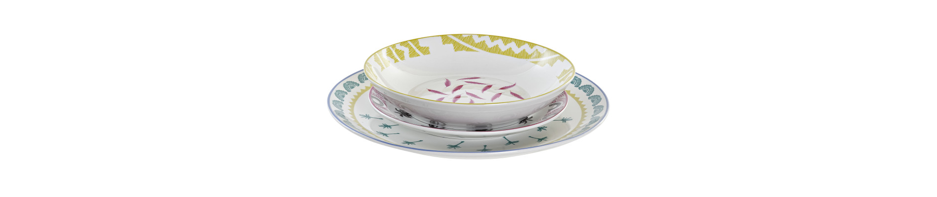 VAJILLA SET 18 PORCELANA 27X27X2,5 AFRICA AZUL
