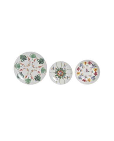 VAJILLA SET 18 PORCELANA 27X27X2,5 TROPIC GARDEN