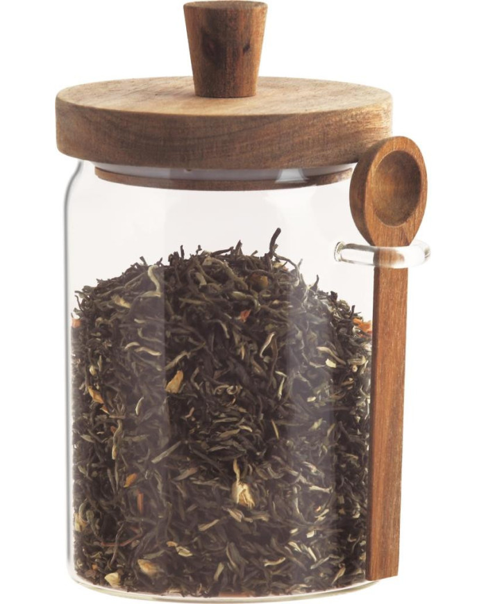 BOTE BOROSILICATO ACACIA 12X10X18 850ML, CUCHARA