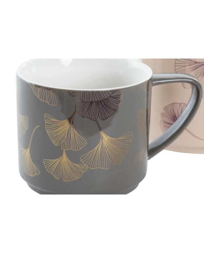MUG SET 4 NEW BONE METAL 13X9X8 330ML DORADO ROSA