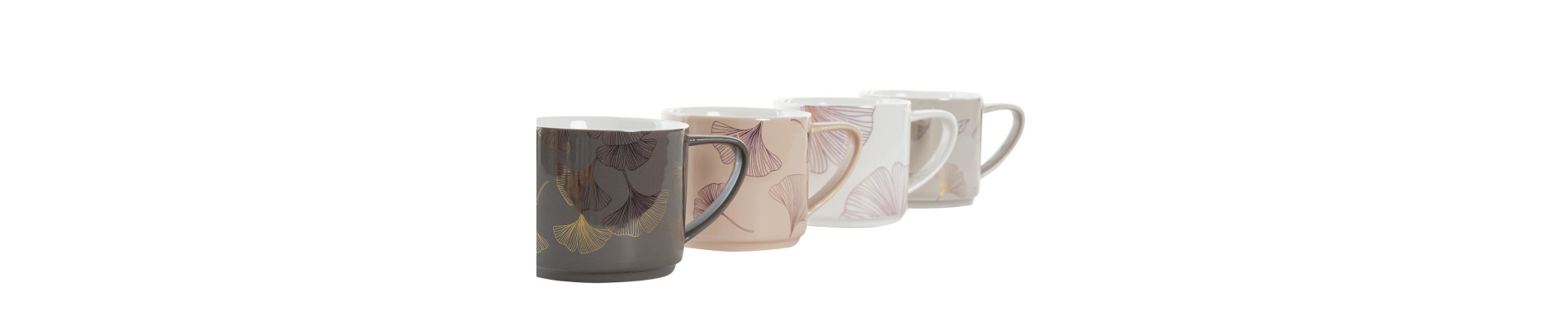 MUG SET 4 NEW BONE METAL 13X9X8 330ML DORADO ROSA