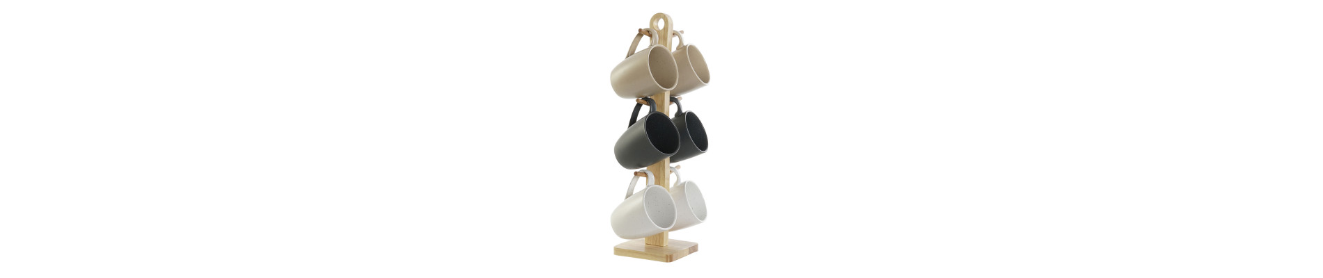 MUG SET 4 GRES RUBBERWOOD 19X13X31 300 ML, BEIGE