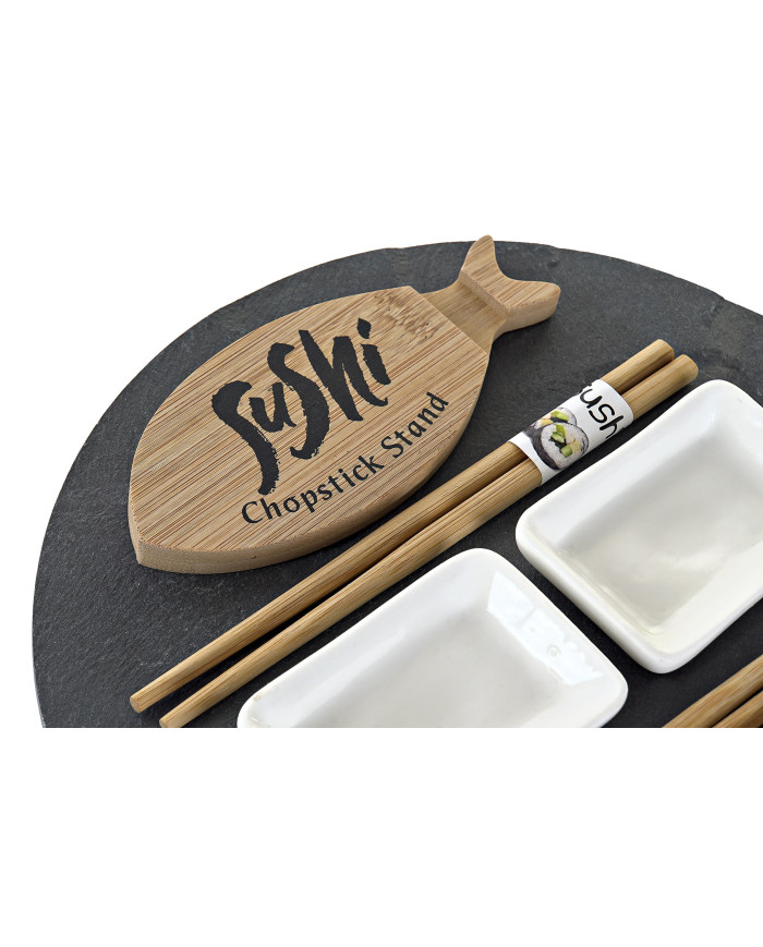 SUSHI SET 9 BAMBU PIZARRA 33X33X5 GIRATORIO NEGRO
