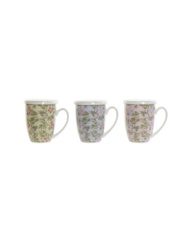 MUG INFUSIONES PORCELANA 12X9X11 380ML, FLORES 3 S